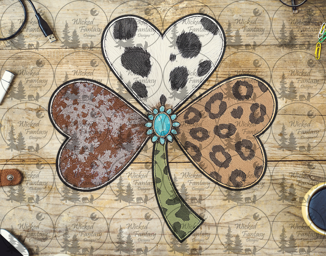UVDTF Clover with Cow Print and Leopard