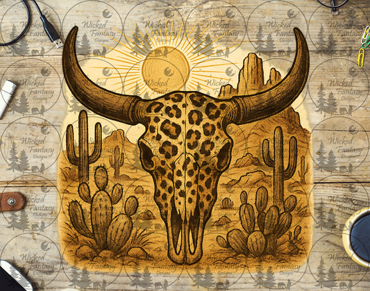 UVDTF Leopard Cow Skull Desert
