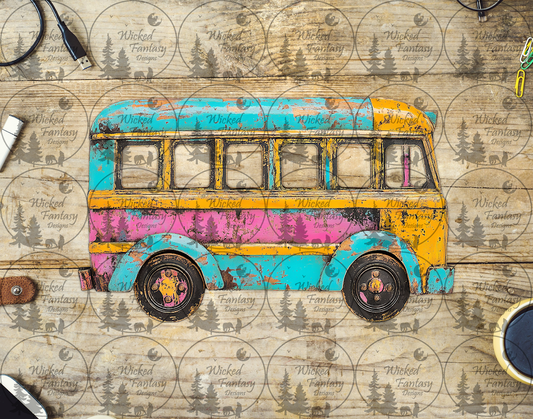 UVDTF Grungy School Bus