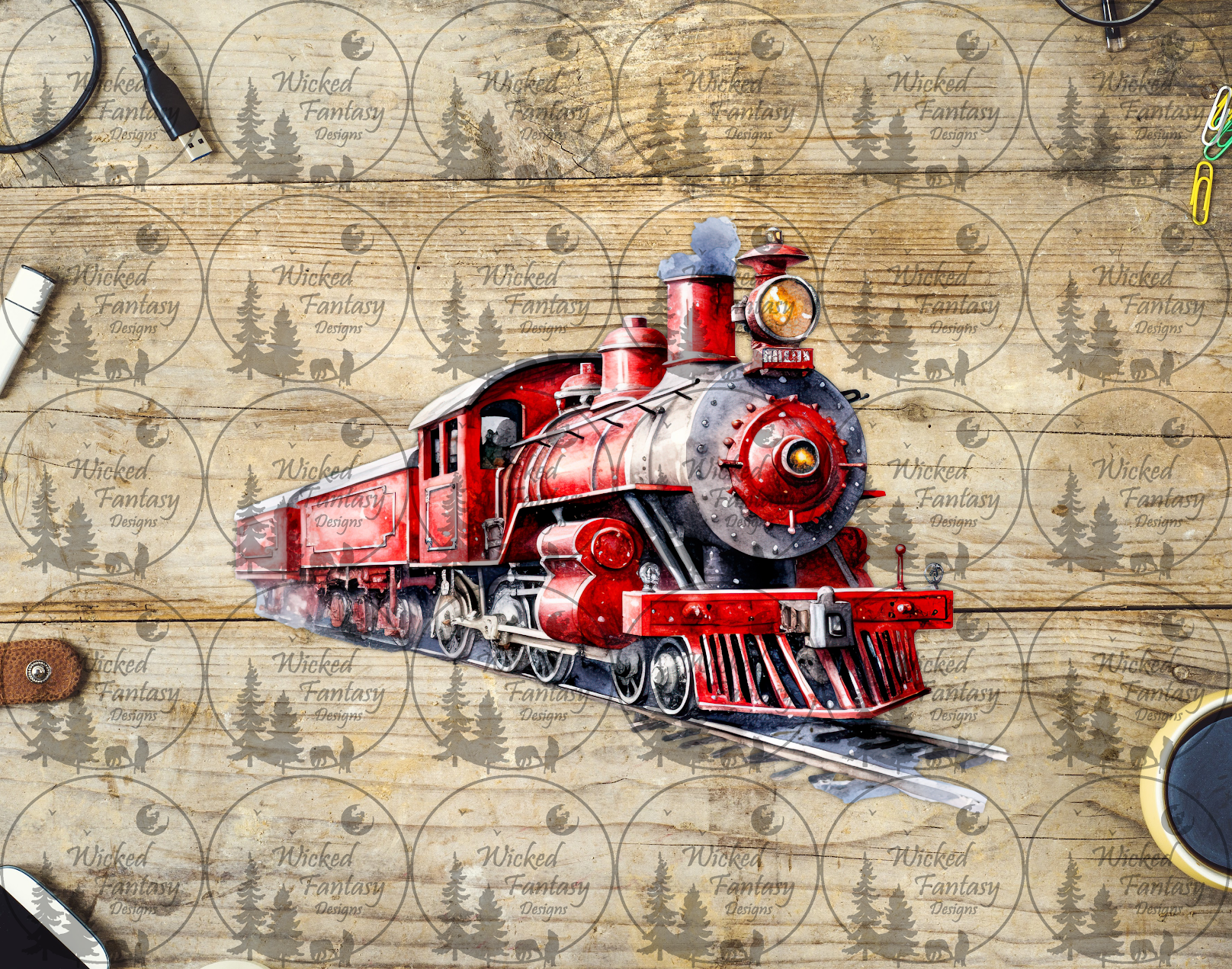 UVDTF Red Steam Engine Train 16oz 40oz – Wicked Fantasy Designs