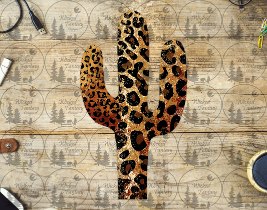 Leopard print cactus decal