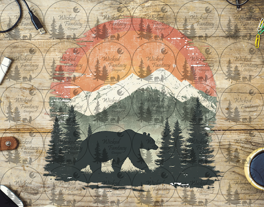 UVDTF Bear Silhouette and Mountain