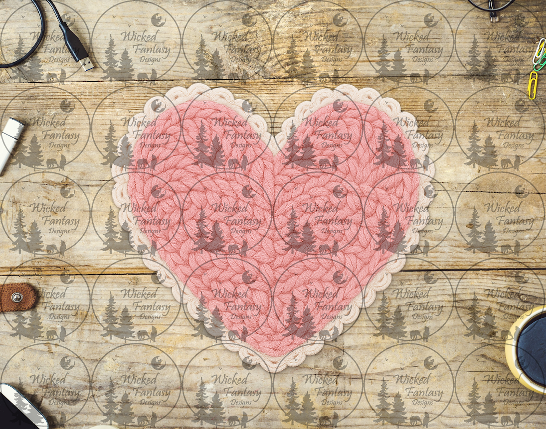 UVDTF Faux Pink Crochet Heart