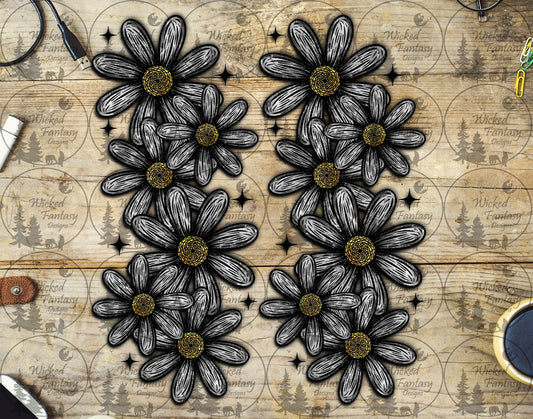 UVDTF Grey Grunge Daisies