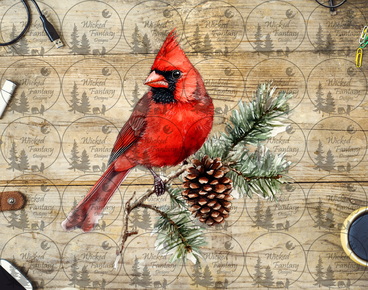 UVDTF Cardinal on Pine Bough