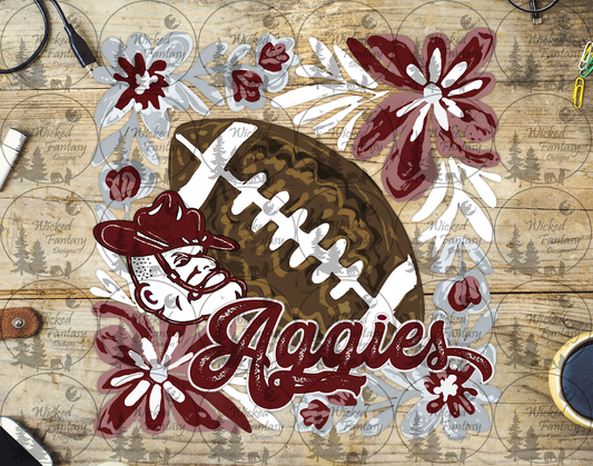 UVDTF Floral Football Aggies
