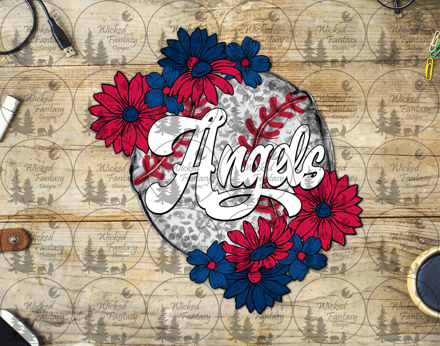 UVDTF Baseball Leopard Floral Angel