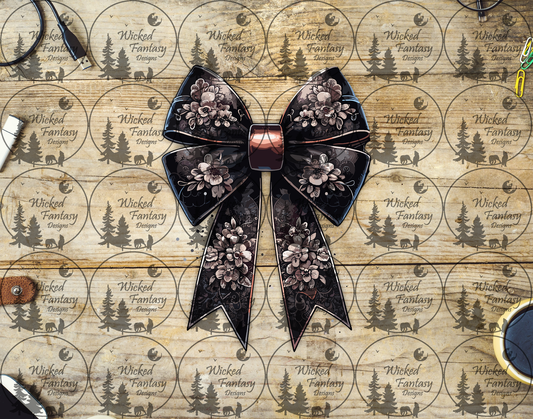 UVDTF Black Floral Bow
