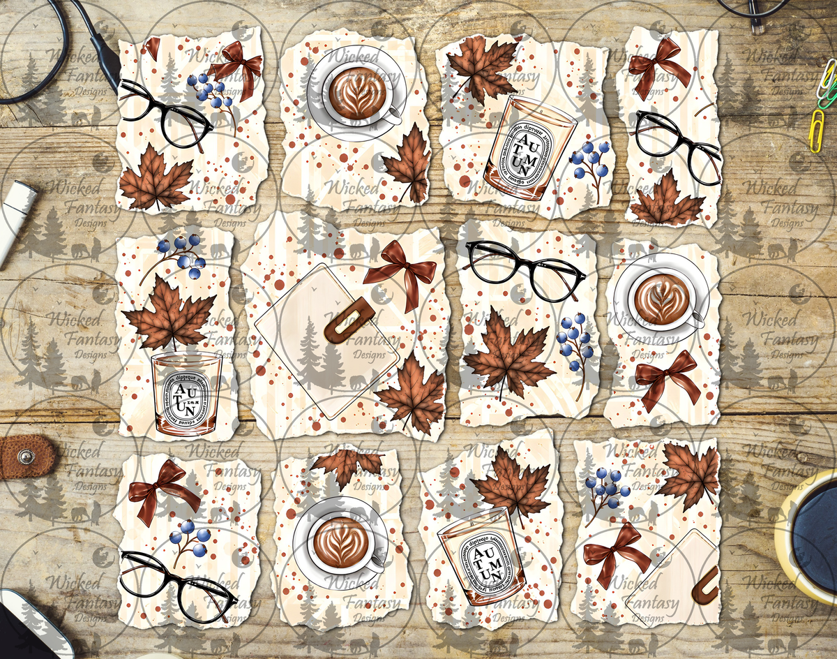 UVDTF Autumn Torn Paper Element Sheet