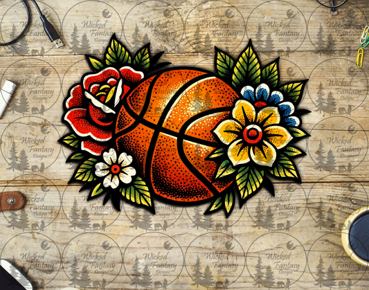 UVDTF Basketball Tattoo Floral