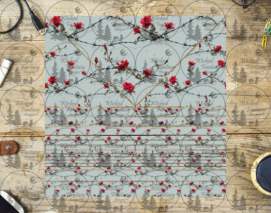 UVDTF Barbed Wire Roses Triangles and Striping 20oz 30oz 10"x10" Element