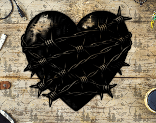 UVDTF Black Barbed Wire Heart