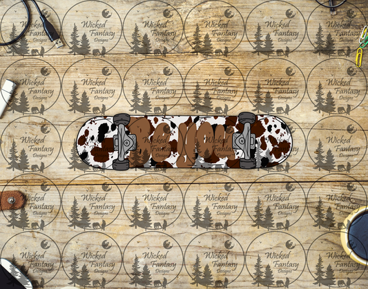 UVDTF Be You Cow Print Skateboard