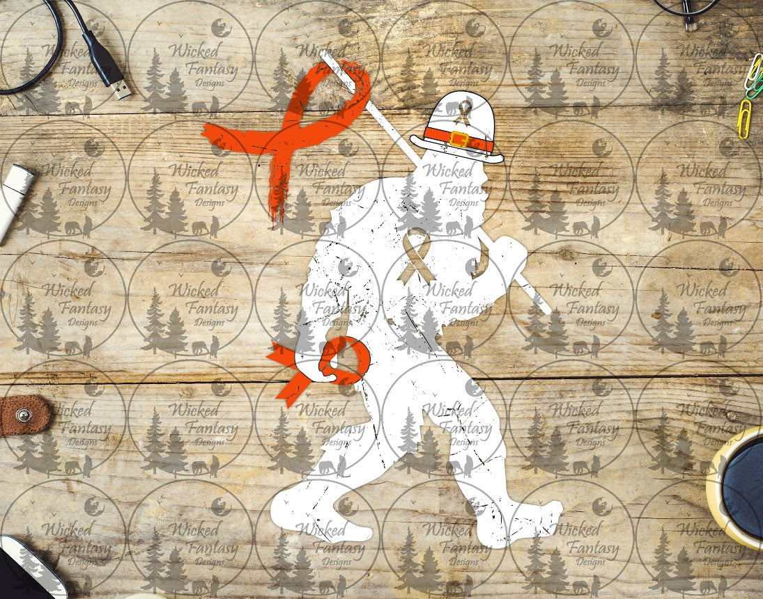 UVDTF Multiple Sclerosis Sasquatch Orange Ribbon