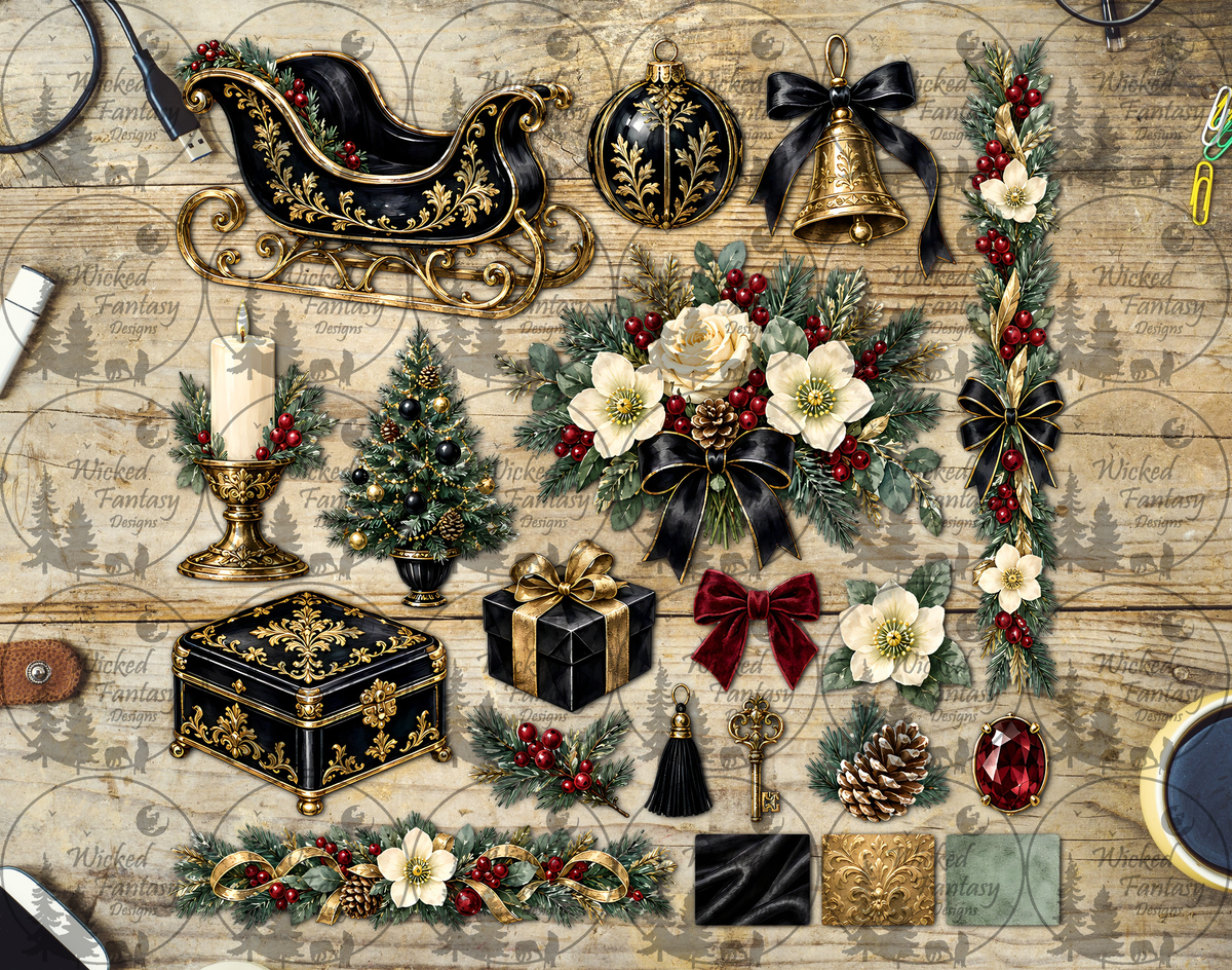 UVDTF Black Lacquer Christmas Heirloom Element Sheet