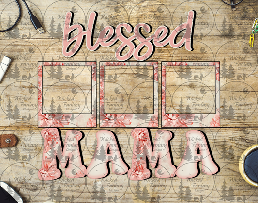 UVDTF Blessed Mama with Pink Flower Photo Frames