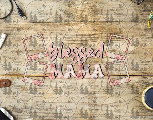 UVDTF Blessed Mama with Pink Flower Photo Frames 16oz 40oz
