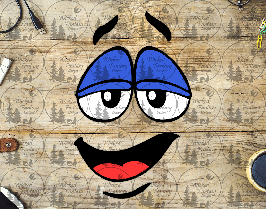 UVDTF Smiling Face with Blue Lids