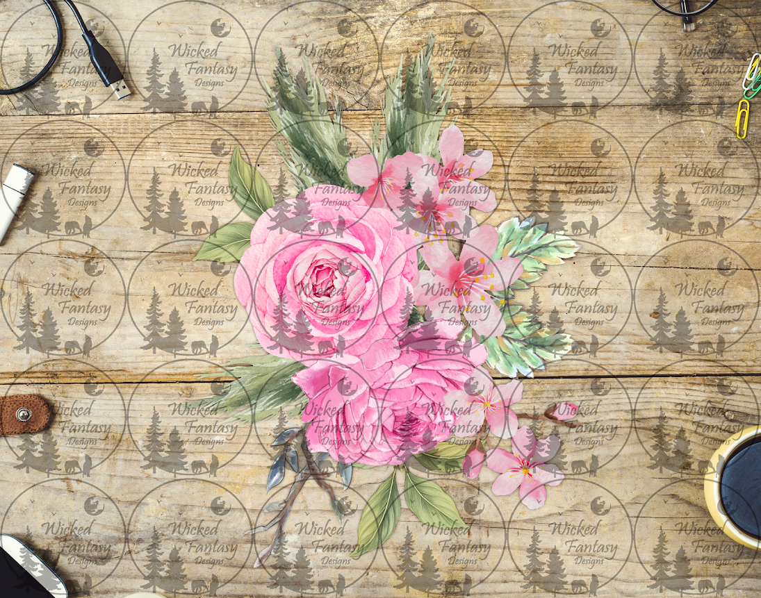 UVDTF Pink Peonies Floral Arrangement