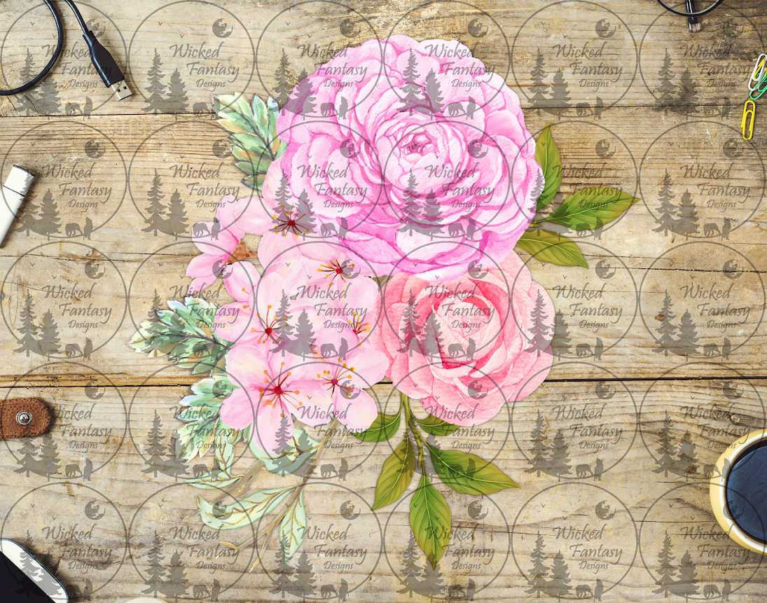 UVDTF Pink Peonies and Hydrangea
