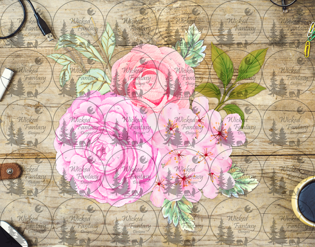 UVDTF Blush Pink Peonies and Cherry Blossoms