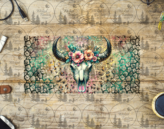 UVDTF Pastel Cow Skull Abstract 16oz 40oz