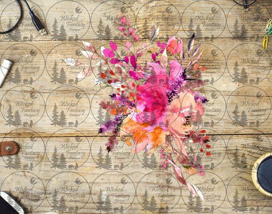 UVDTF Pink Purple and Orange Floral Spray