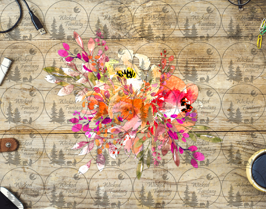 UVDTF Pink Orange and Yellow Floral Spray