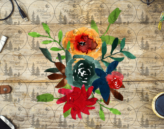 UVDTF Red Orange and Green Floral