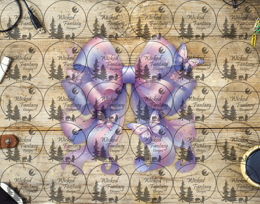 UVDTF Pastel Pink and Purple Bow with Butterflies