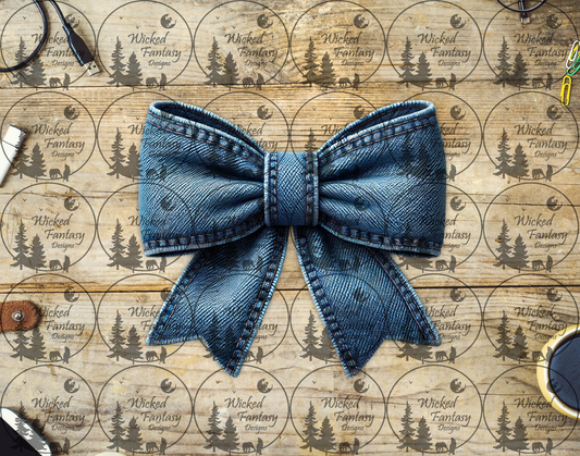 UVDTF Denim Blue Jeans Bow
