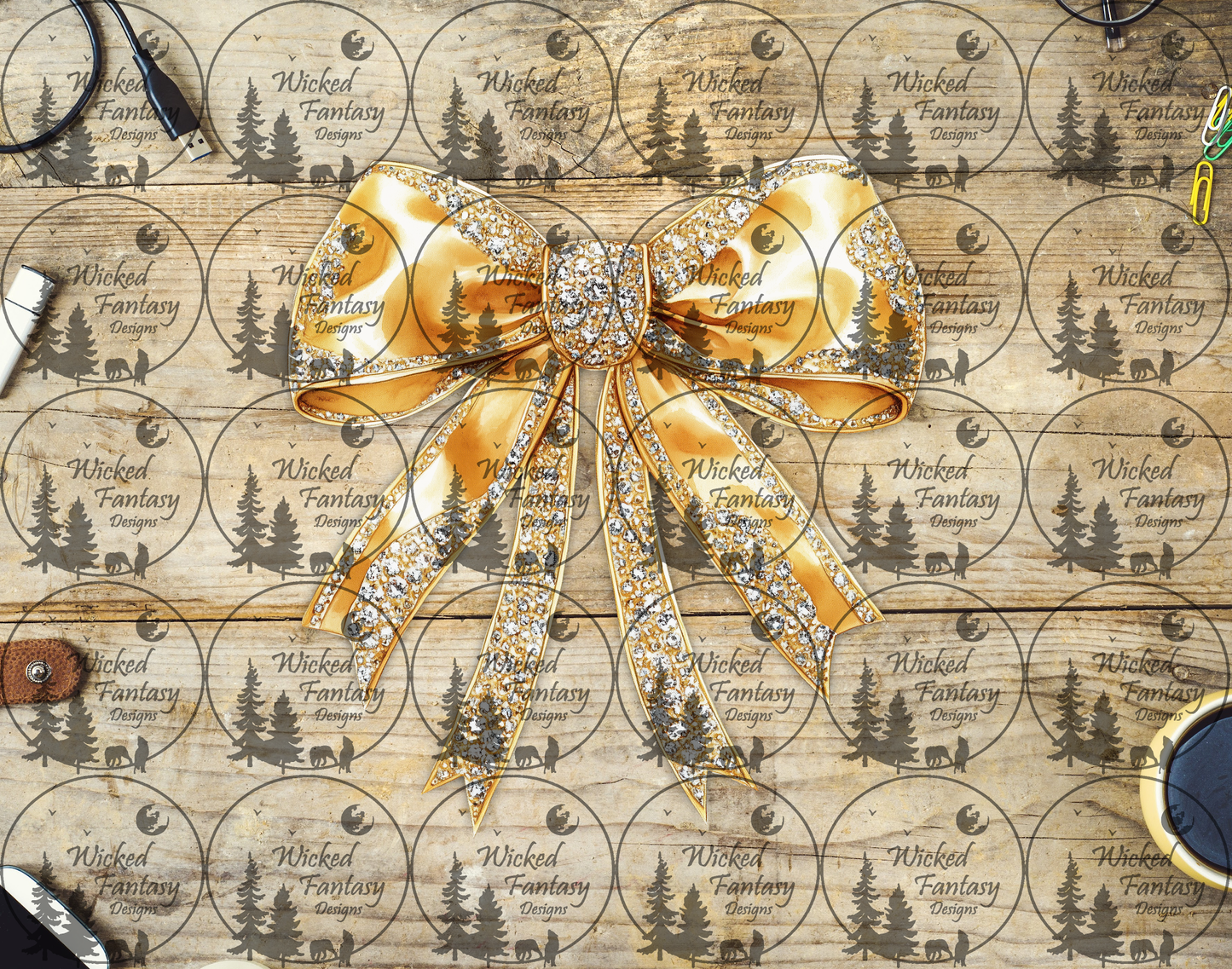 UVDTF Jeweled Yellow Bow