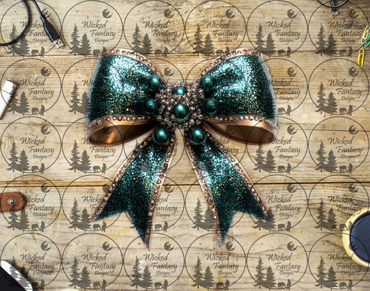 UVDTF Jeweled Dark Teal Bow