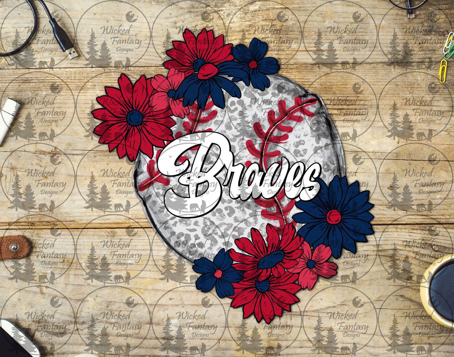 UVDTF Baseball Leopard Floral Brave