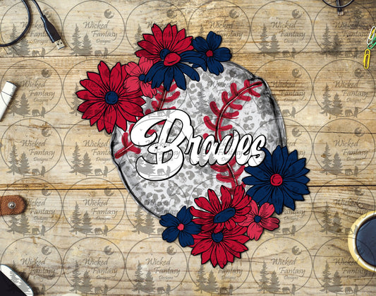 UVDTF Baseball Leopard Floral Brave