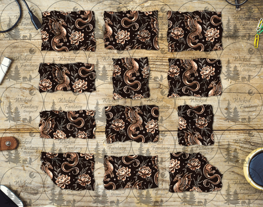 UVDTF Brown Wing Petal Dragon Torn Paper Ripped Pages Element Sheet