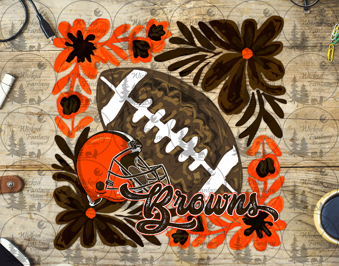 UVDTF Floral Football Browns