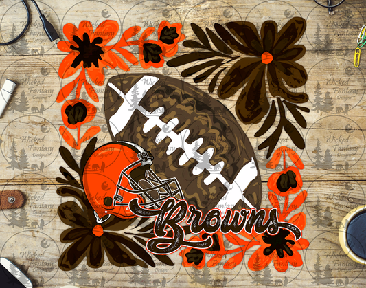UVDTF Floral Football Browns