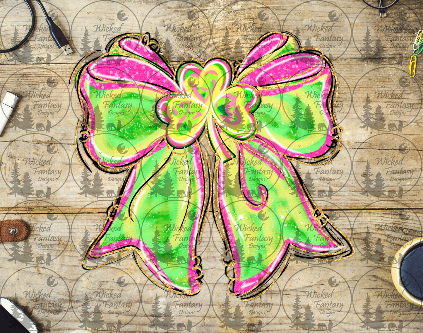 UVDTF Brushstroke Clover Bow