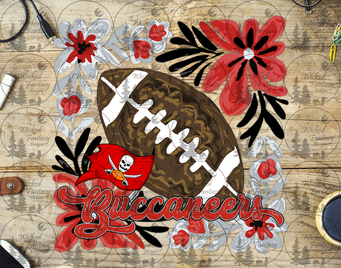 UVDTF Floral Football Buccaneers