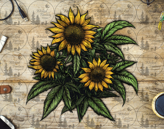 UVDTF Cannabis and Sunflowers