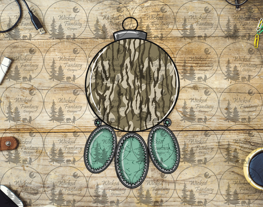 UVDTF Camo Ornament with Turquoise