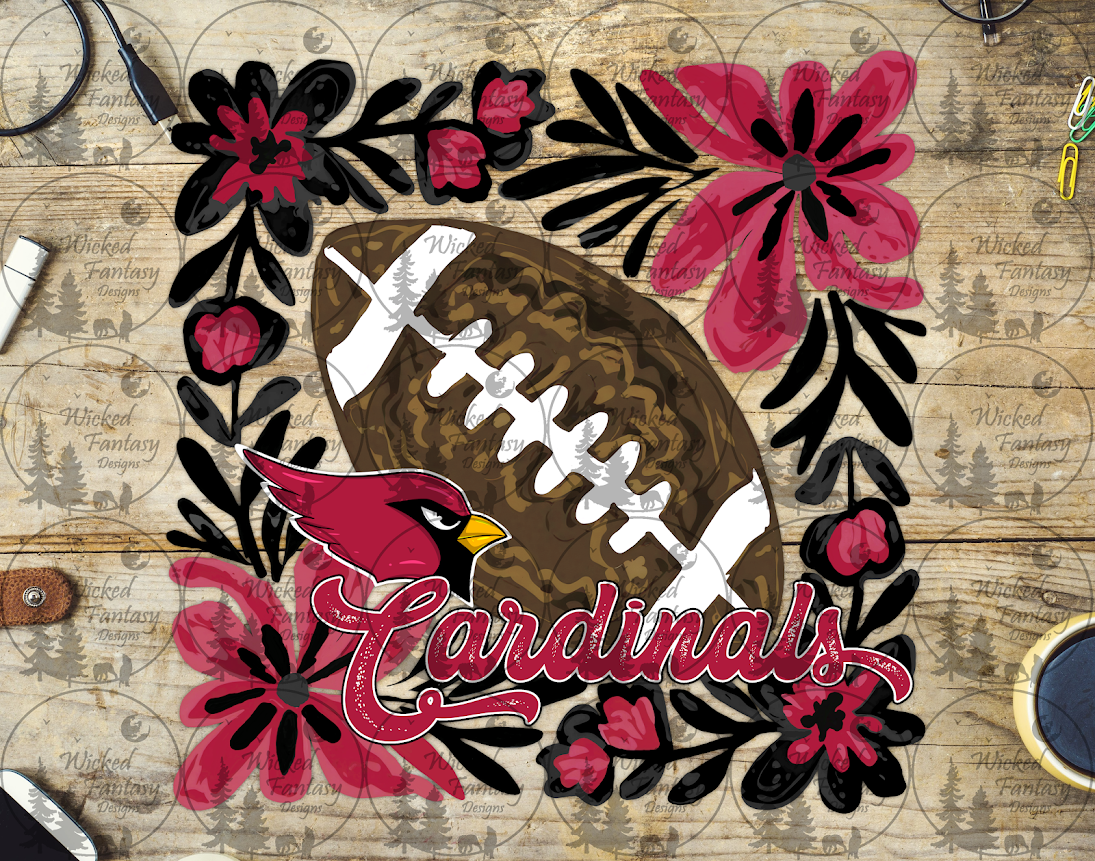 UVDTF Floral Football Cardinal
