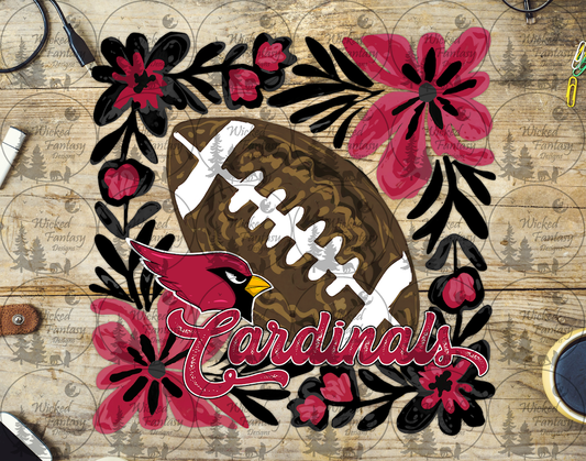 UVDTF Floral Football Cardinal