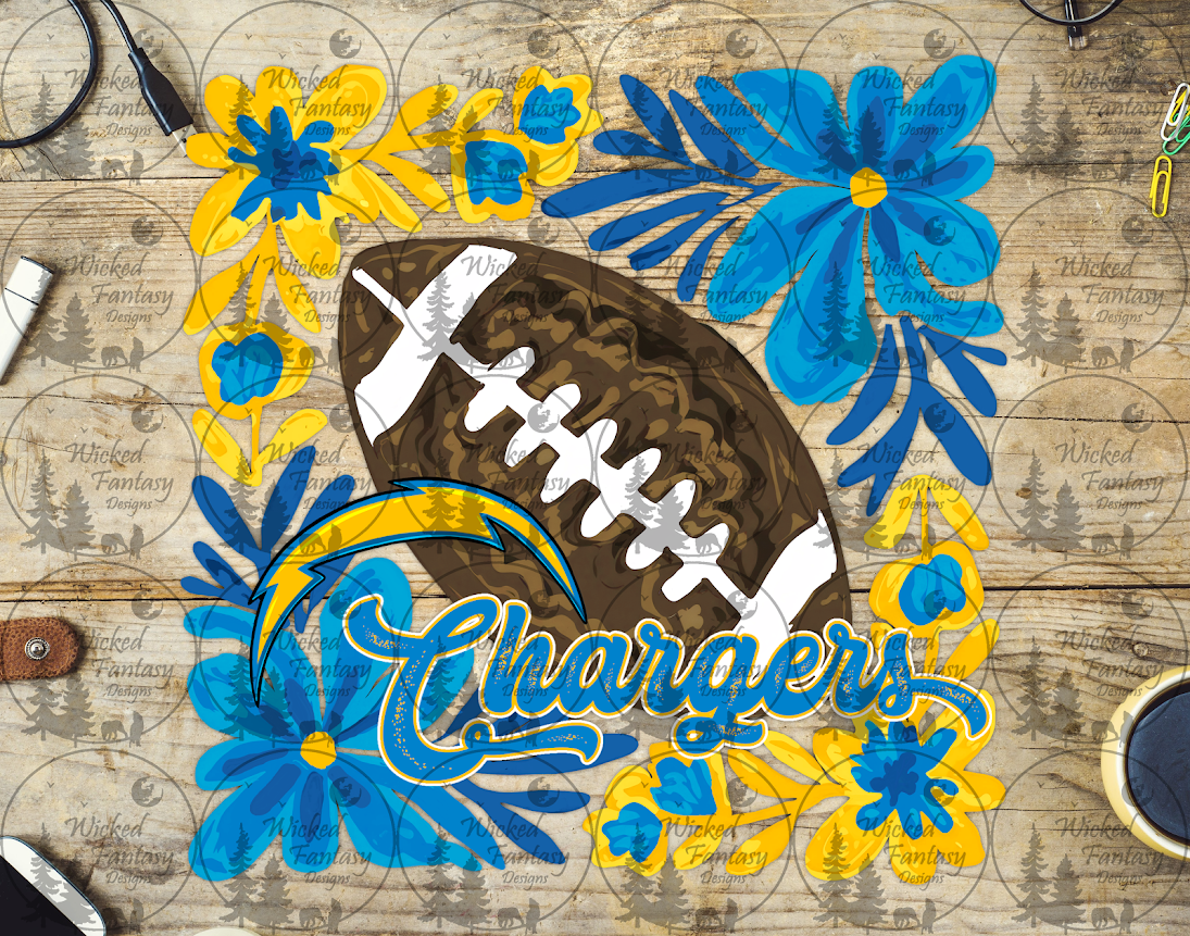 UVDTF Floral Football Chargers