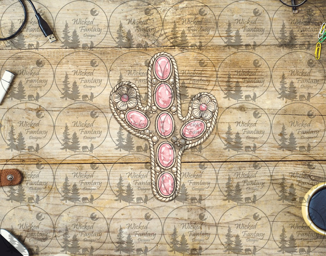 UVDTF Light Pink and Silver Cactus Concho