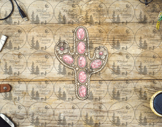 UVDTF Light Pink and Silver Cactus Concho