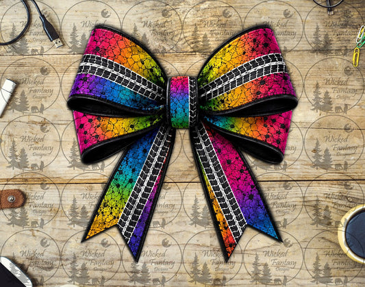 UVDTF Rainbow Tire Tracks Bow