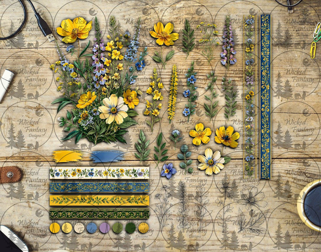 UVDTF Yellow Wildflowers Element Sheet