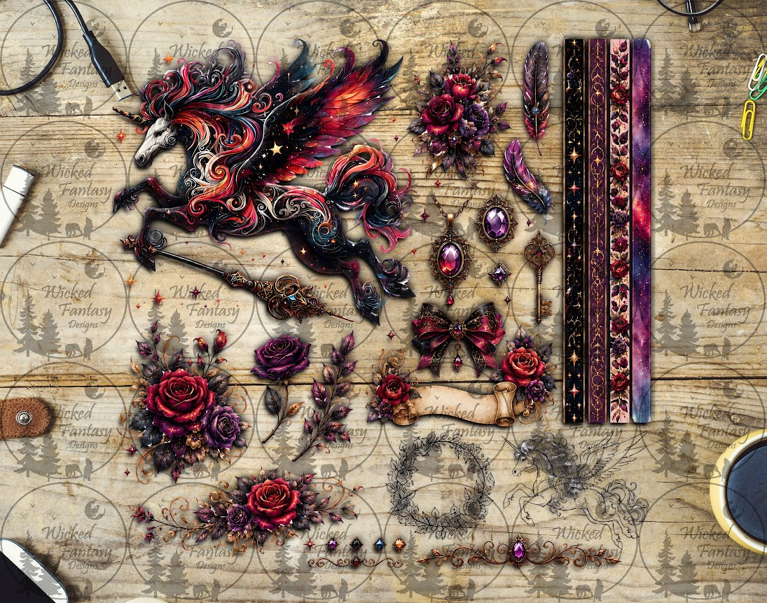 UVDTF Pink and Black Unicorn Element Sheet